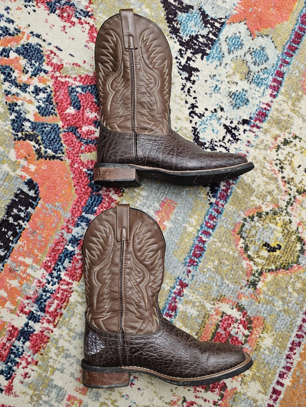 Vintage Laredo Mens Size 9 EW Extra Wide  Brown Leather Western Cowboy Boots